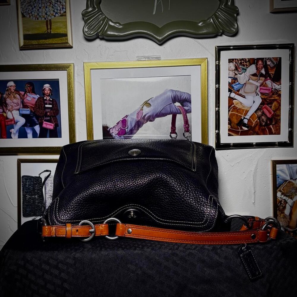 Vintage Coach Black Pebbled Leather Chelsea Hobo - Picture 5 of 8